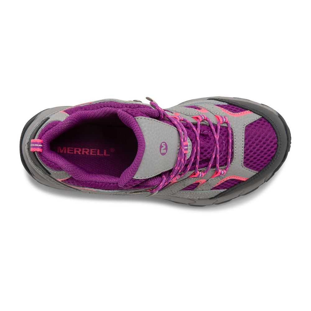 Botas De Senderismo Merrell Moab 2 Mid Niño Grises Fucsia | México-9622840