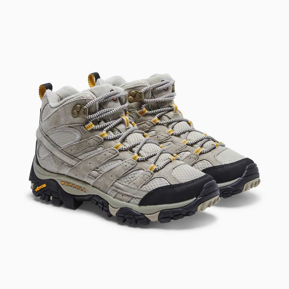 Botas De Senderismo Merrell Moab 2 Mid Ventilator Anchos Mujer Beige | México-0224866