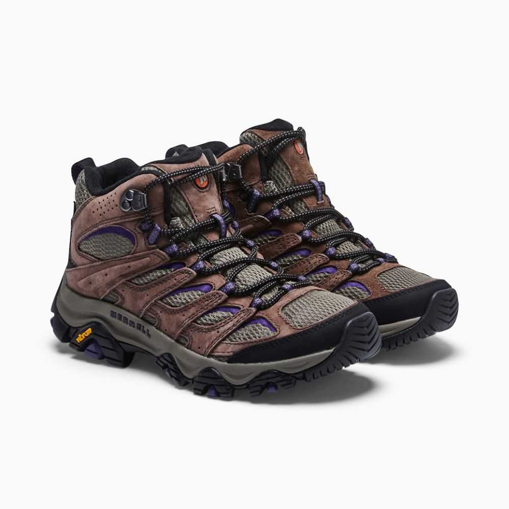 Botas De Senderismo Merrell Moab 3 Mid Mujer Marrom Morados | México-6286043