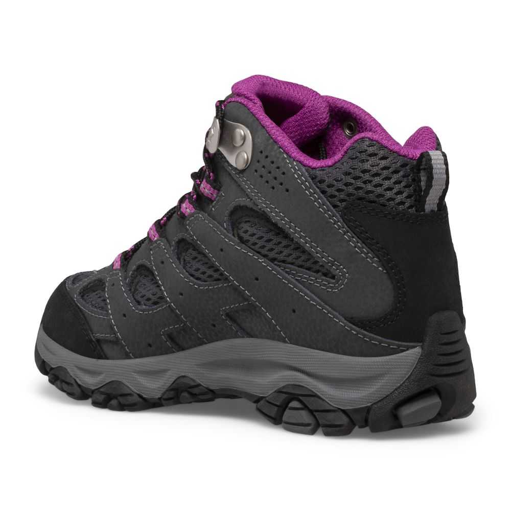 Botas De Senderismo Merrell Moab 3 Mid Niño Grises Oscuro Fucsia | México-2203