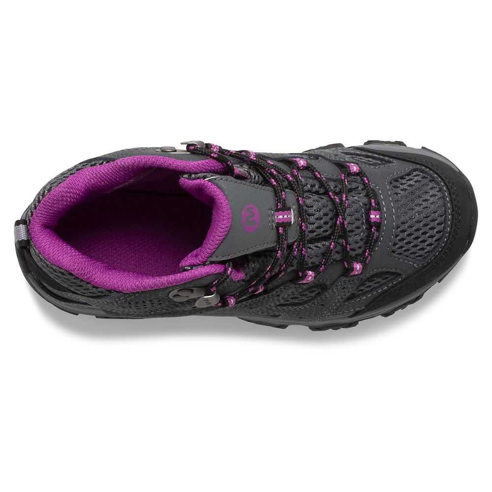 Botas De Senderismo Merrell Moab 3 Mid Niña Grises Oscuro Fucsia | México-9630422