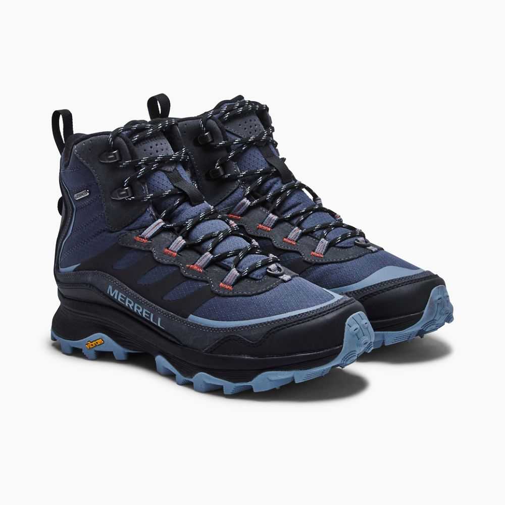 Botas De Senderismo Merrell Moab Speed Thermo Mid Hombre Azules Oscuro | México-6743680