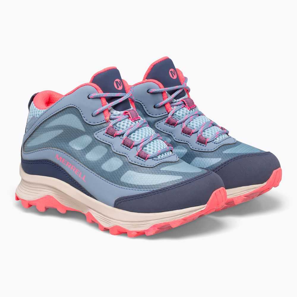 Botas Impermeables Merrell Moab Speed Mid Niña Azules Coral | México-3692670