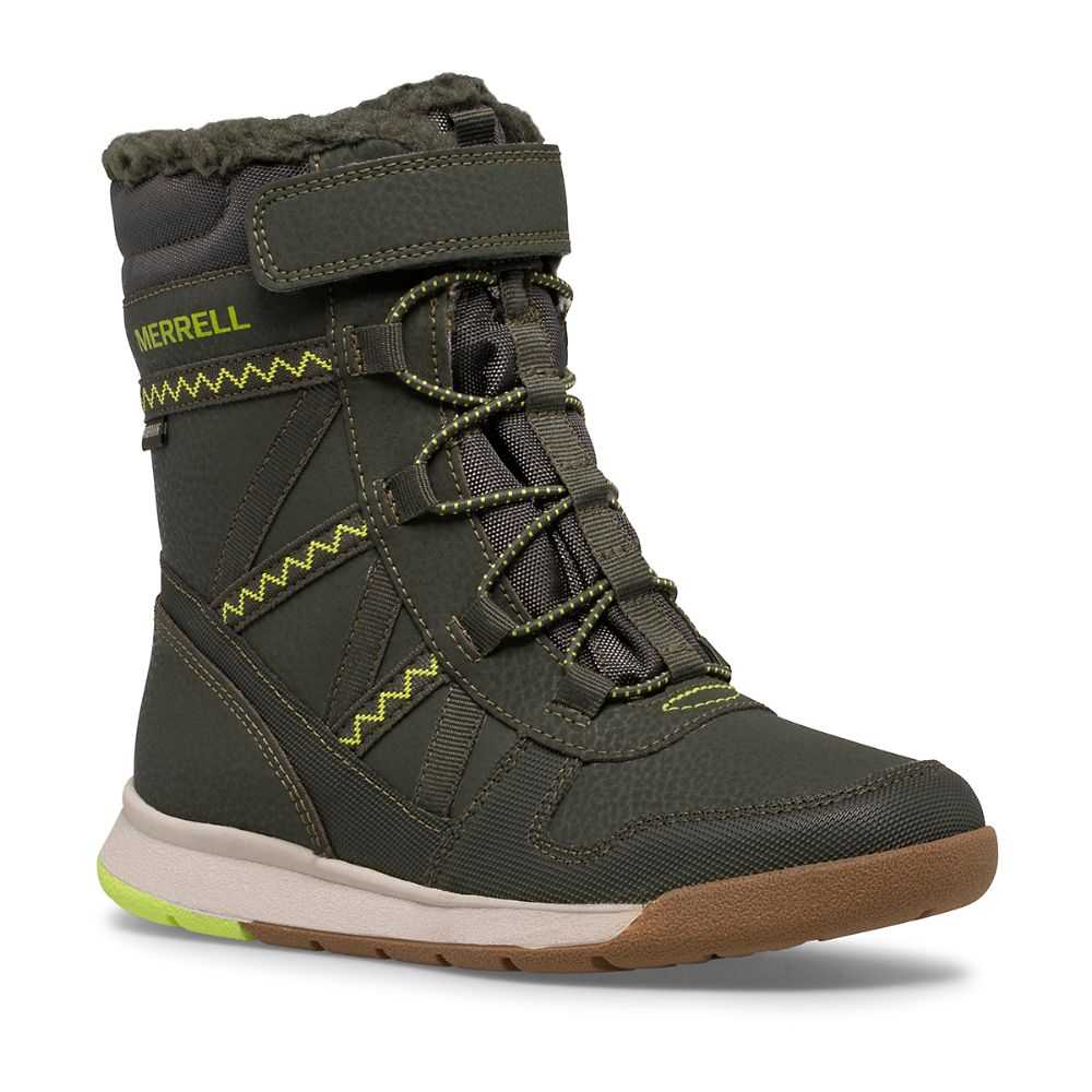 Botas Impermeables Merrell Snow Crush 2.0 Niño Verde Oliva Verdes Claro | México-6462832