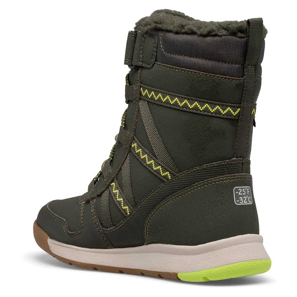 Botas Impermeables Merrell Snow Crush 2.0 Niño Verde Oliva Verdes Claro | México-6462832