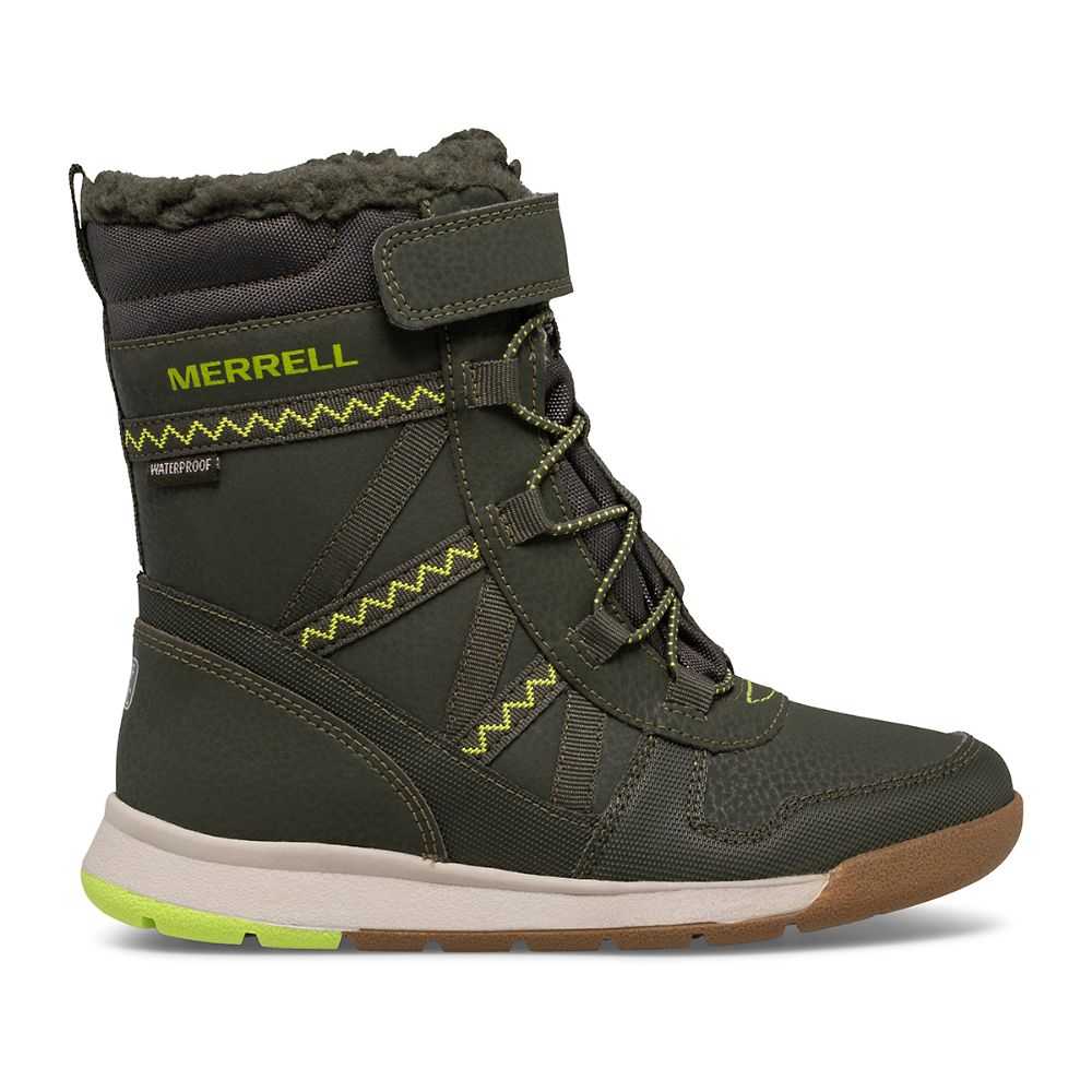 Botas Impermeables Merrell Snow Crush 2.0 Niño Verde Oliva Verdes Claro | México-6462832