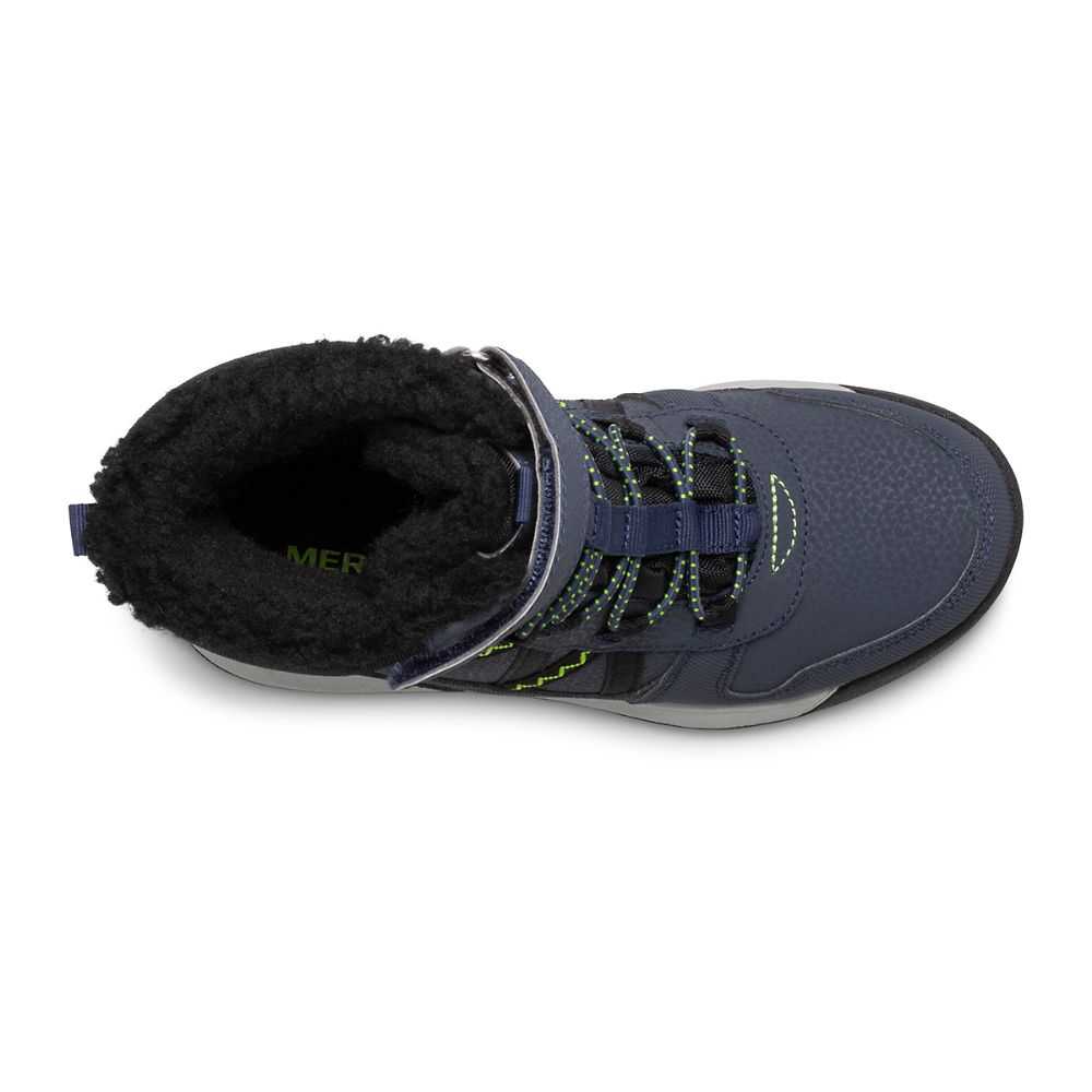 Botas Impermeables Merrell Snow Crush 2.0 Niño Azul Marino Verdes Claro | México-8262036