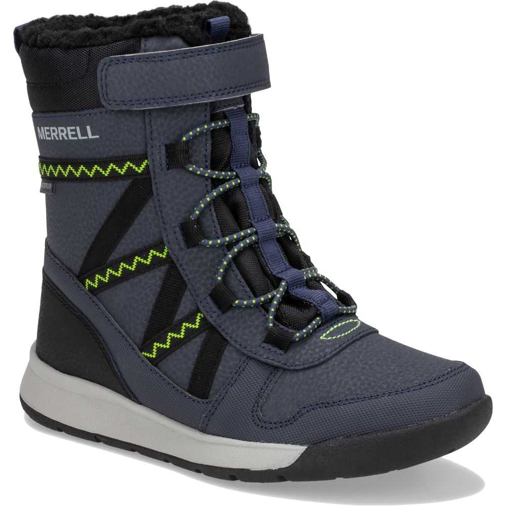 Botas Impermeables Merrell Snow Crush 2.0 Niño Azul Marino Verdes Claro | México-8262036