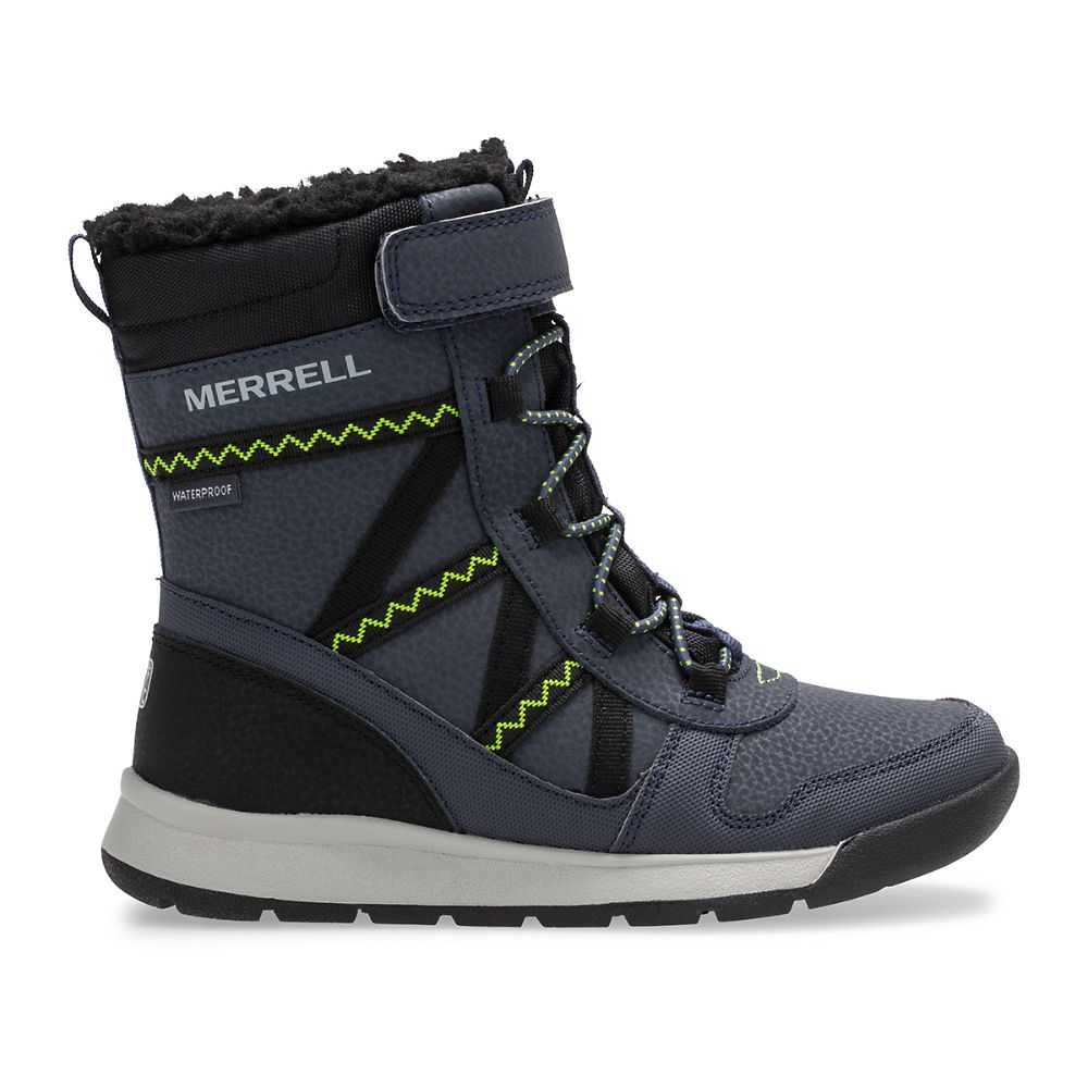 Botas Impermeables Merrell Snow Crush 2.0 Niño Azul Marino Verdes Claro | México-8262036