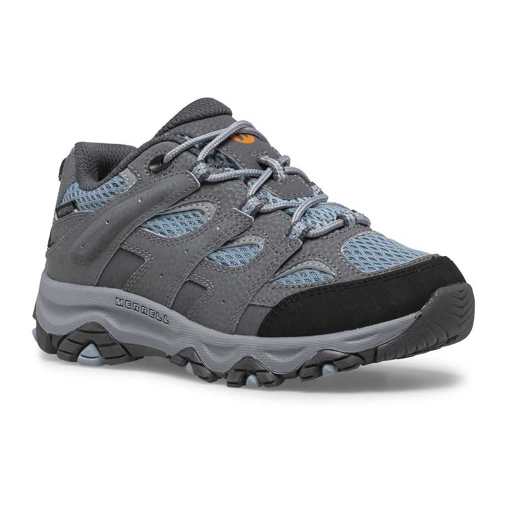 Tenis Merrell Moab 3 Low Encaje Niño Azules Grises | México-7924306