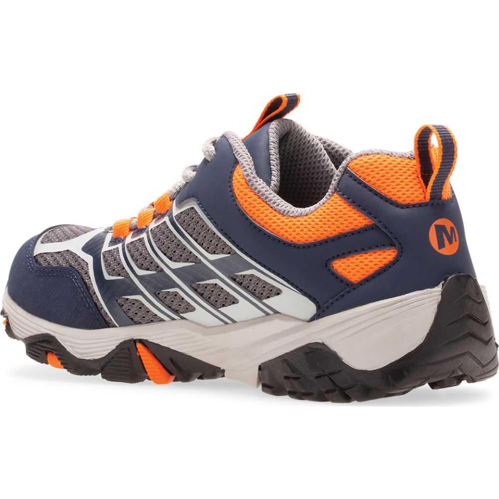 Tenis Merrell Moab FST Low Niño Azul Marino Grises Naranjas | México-2239478