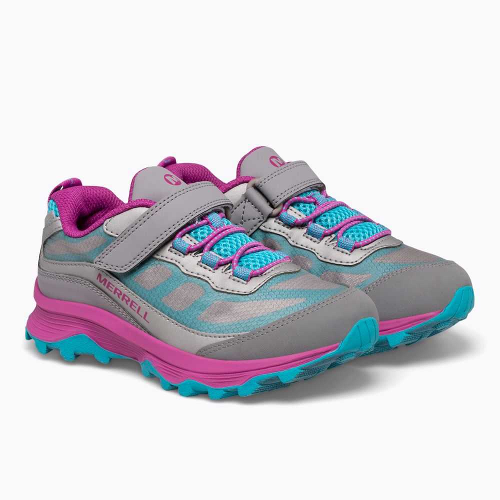 Tenis Merrell Moab Speed Low Niña Grises Plateados Turquesa | México-6793420