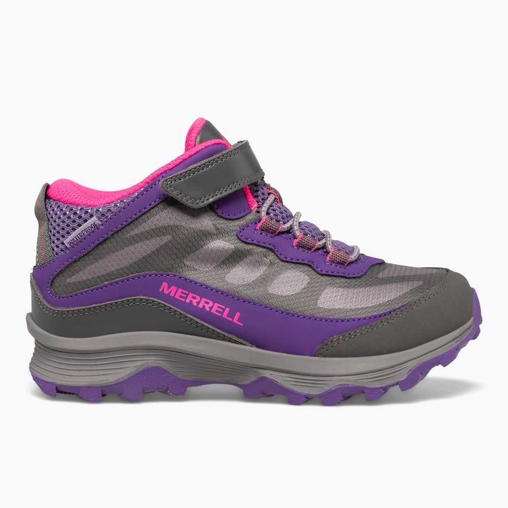 Tenis Merrell Moab Speed Mid Niña Grises Rosas Morados | México-8364790