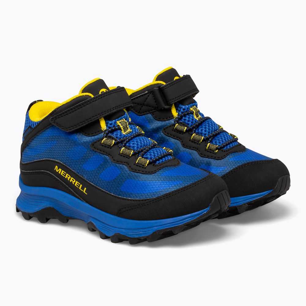 Tenis Merrell Moab Speed Mid Niño Negros Azul Rey Amarillos | México-6604292