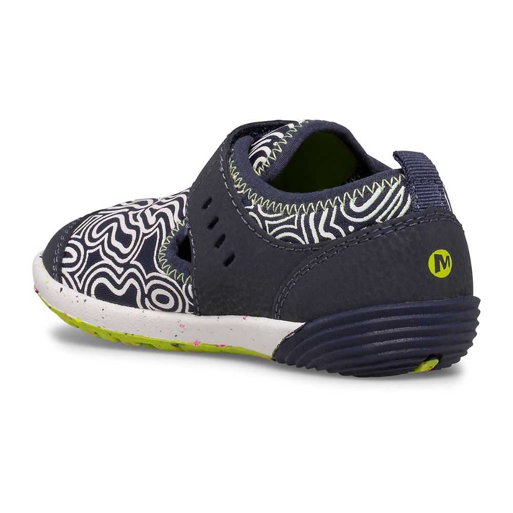 Tenis Sin Agujetas Merrell Bare Steps® H2O Niña Azul Marino Verdes Claro | México-0836269