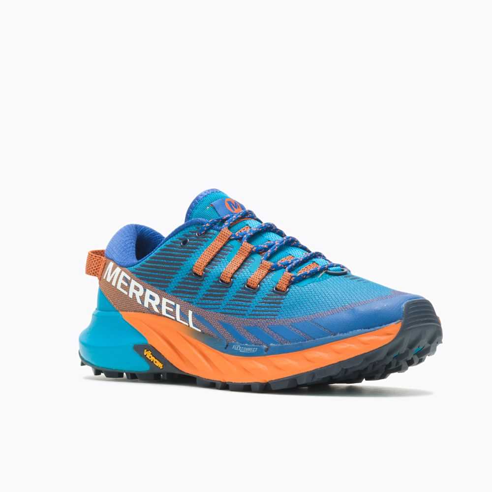 Tenis Trail Running Merrell Agility Peak 4 Hombre Azur Naranjas | México-6498360