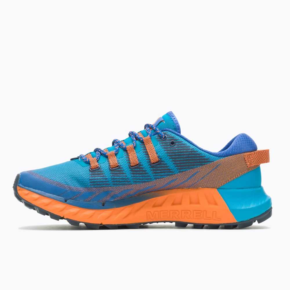 Tenis Trail Running Merrell Agility Peak 4 Hombre Azur Naranjas | México-6498360