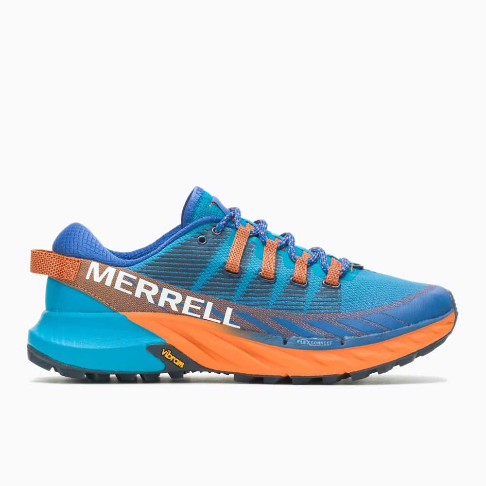 Tenis Trail Running Merrell Agility Peak 4 Hombre Azur Naranjas | México-6498360