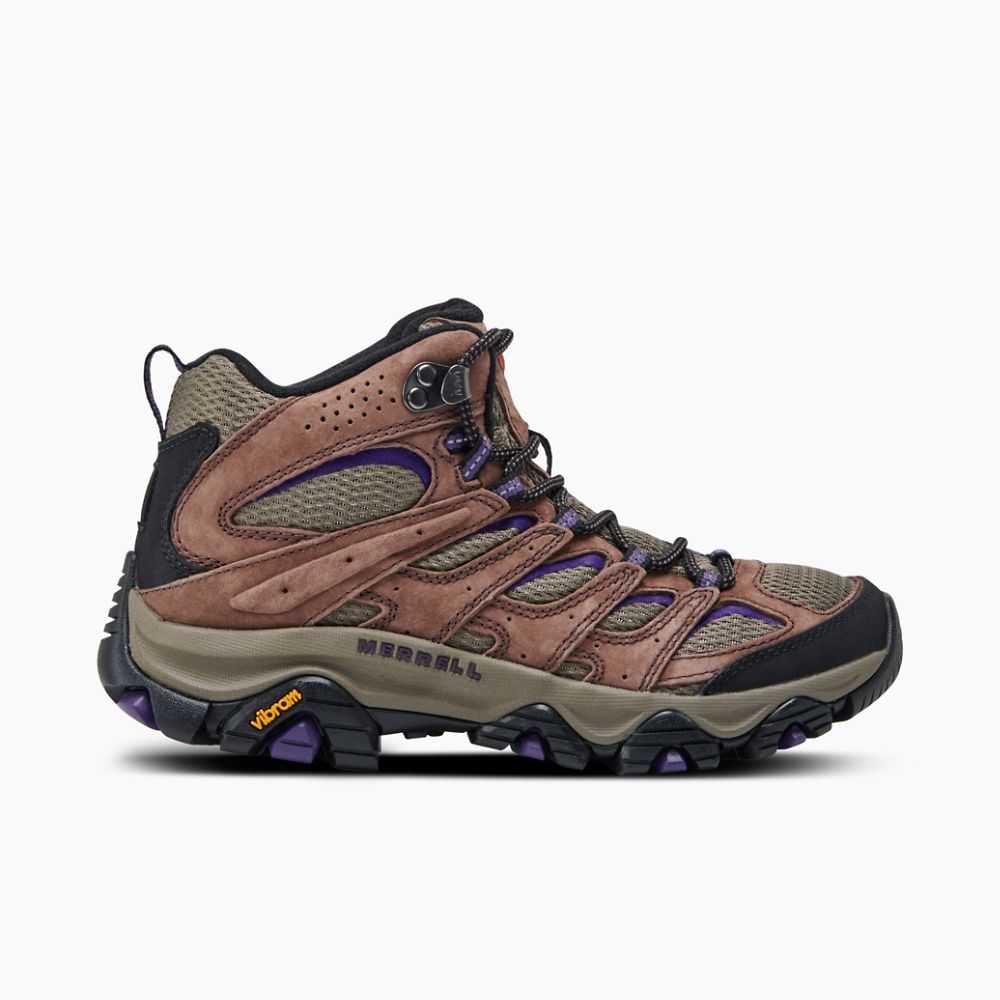 Botas De Senderismo Merrell Moab 3 Mid Mujer Marrom Morados | México-6286043