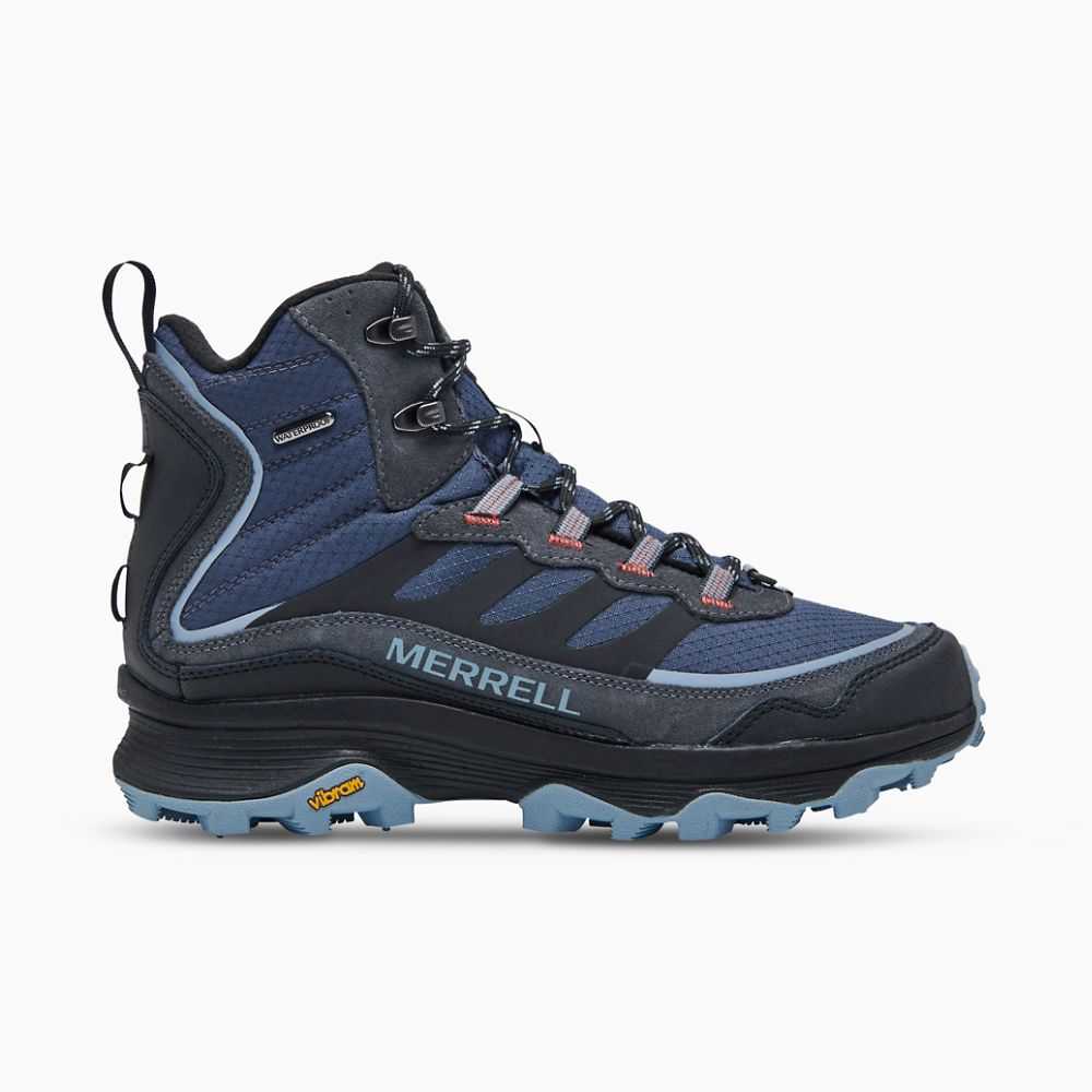 Botas De Senderismo Merrell Moab Speed Thermo Mid Hombre Azules Oscuro | México-6743680