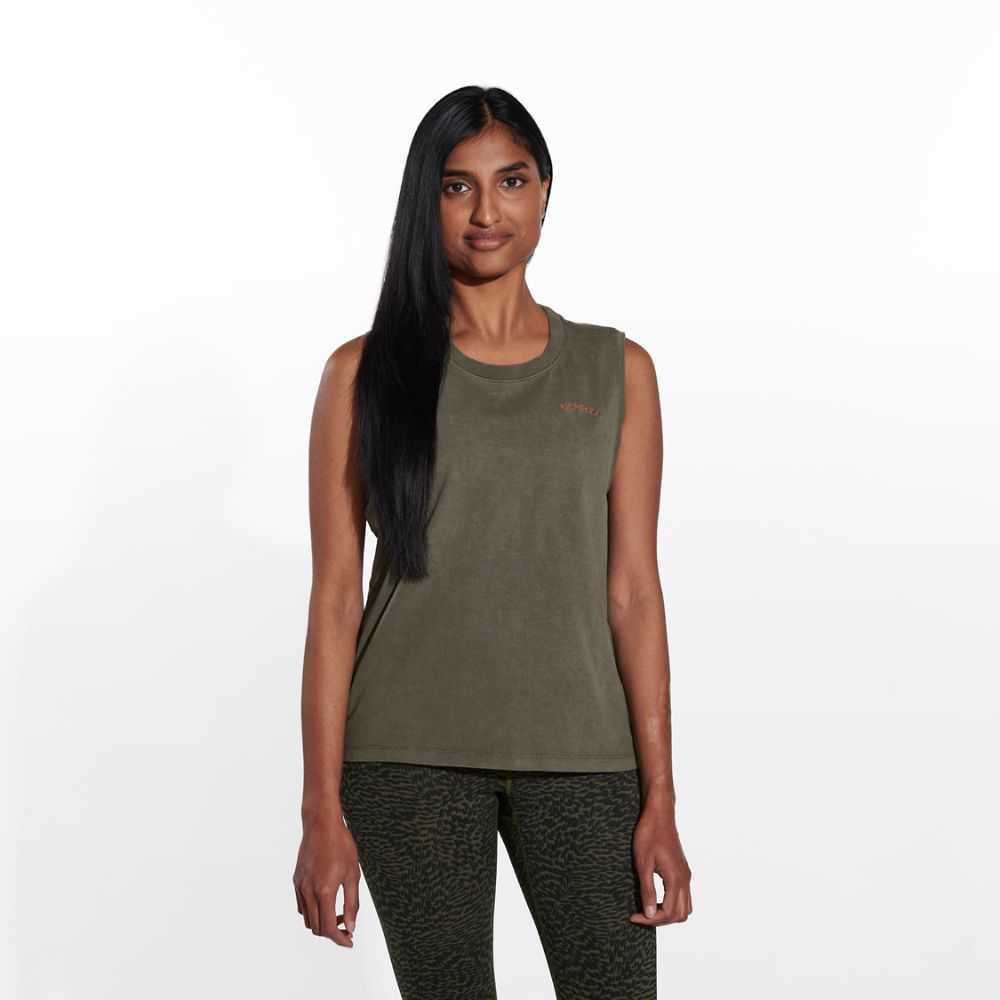 Camisetas Sin Mangas Merrell Sunbaked Mujer Verde Oliva | México-6924673