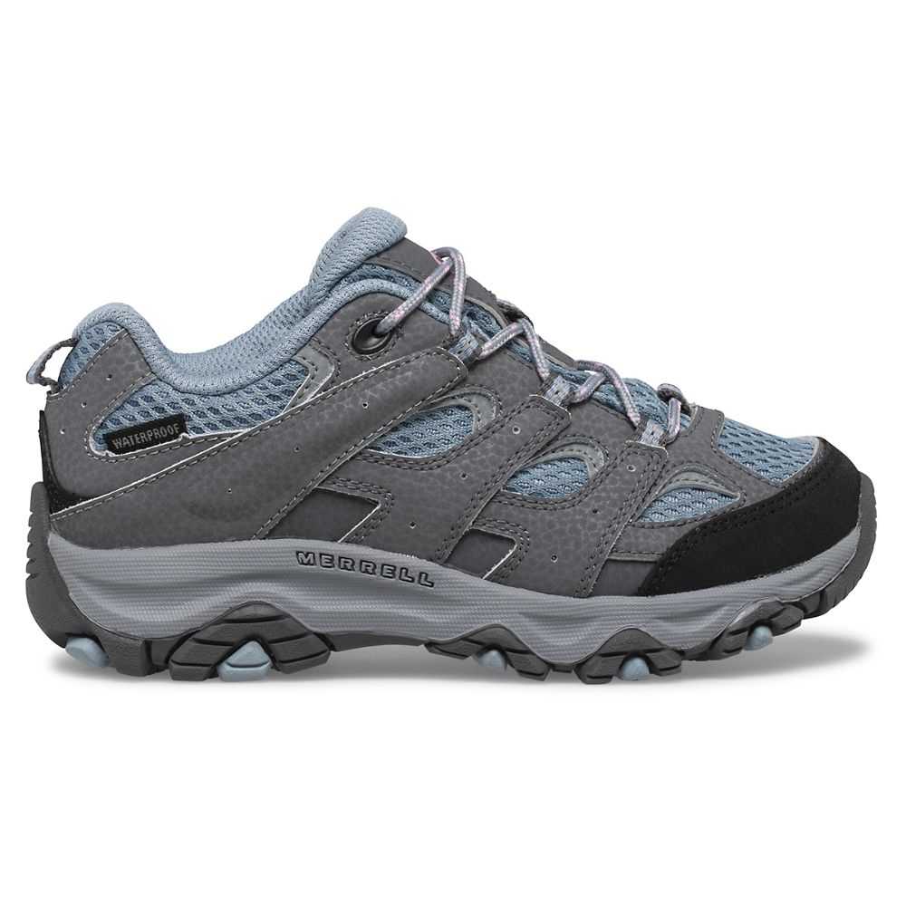 Tenis Merrell Moab 3 Low Encaje Niña Azules Grises | México-9762384