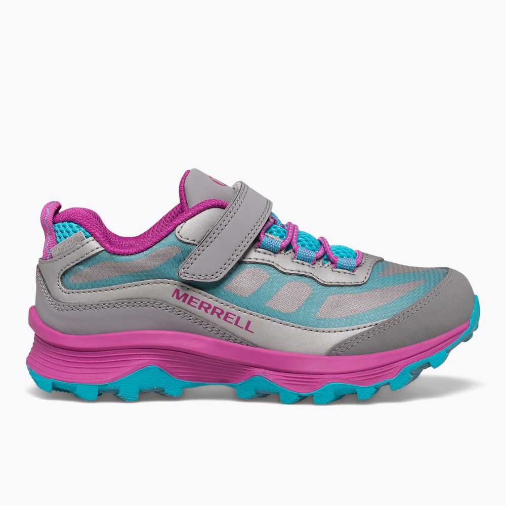 Tenis Merrell Moab Speed Low Niña Grises Plateados Turquesa | México-6793420